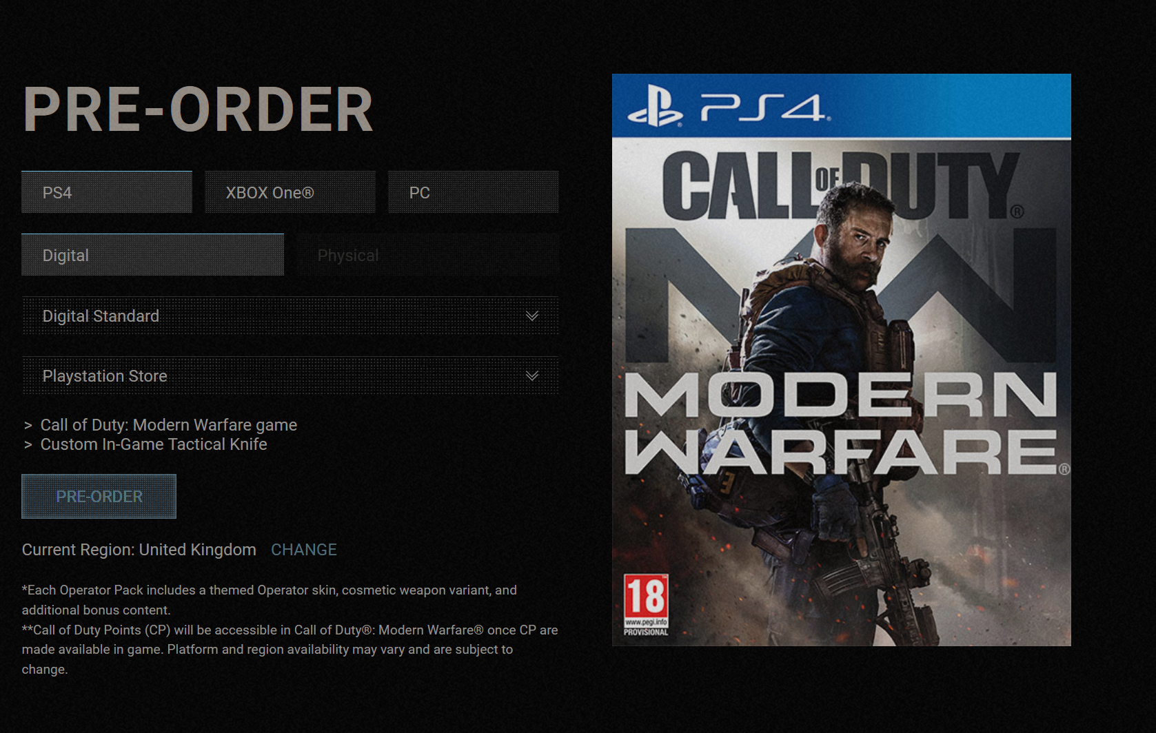 Pre Order Call Of Duty Modern Warfare 